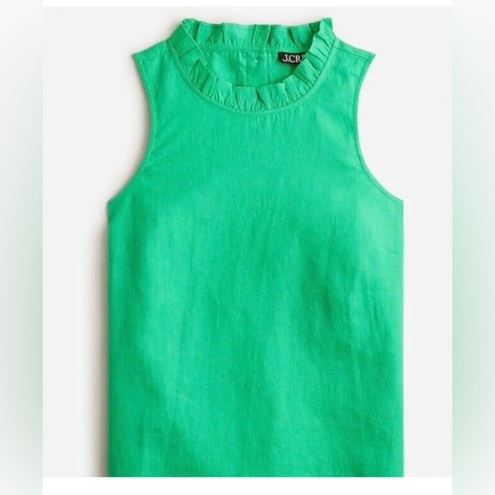 J. Crew Linen Sleeveless Fleur Top in Green